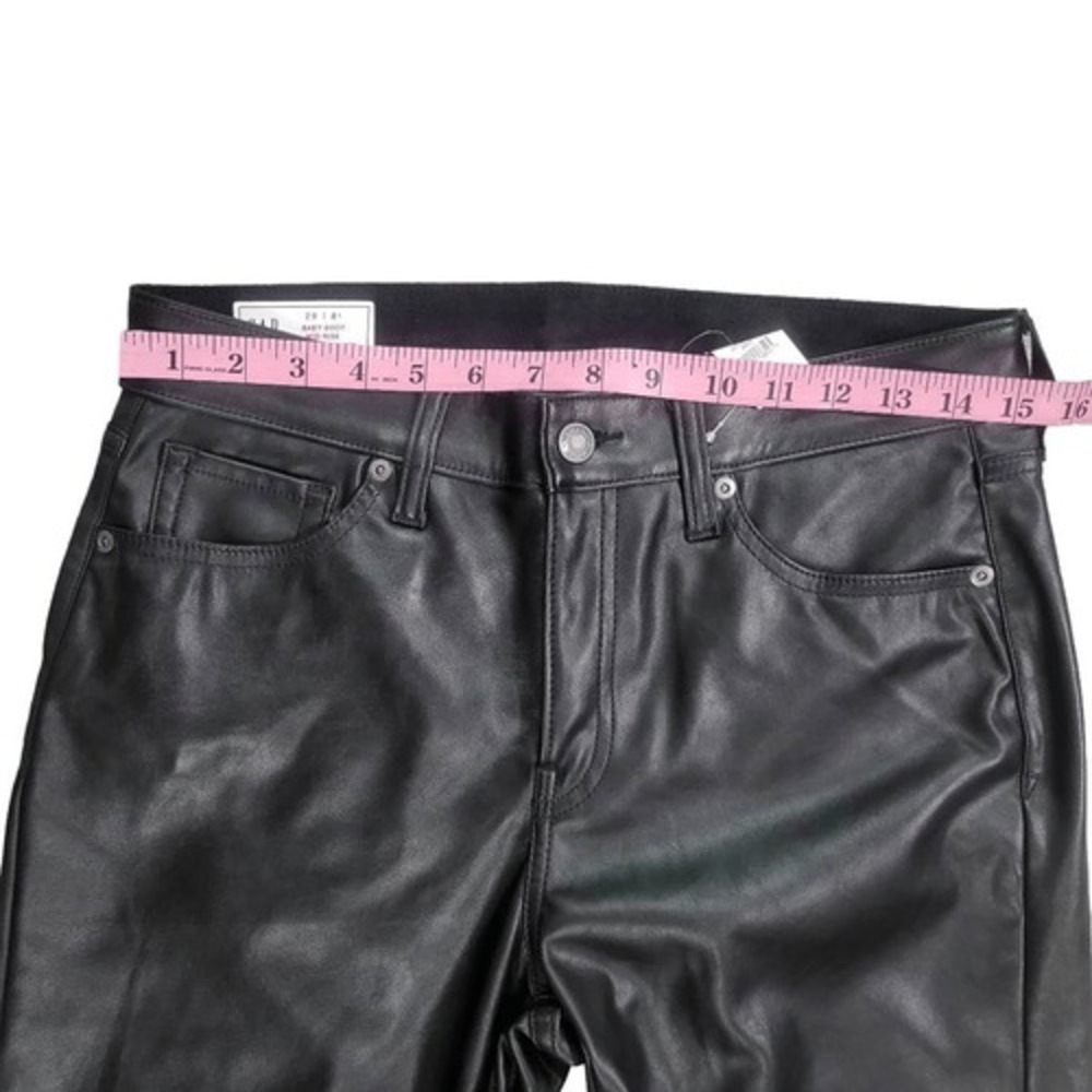 GAP Baby Boot Mid Rise Faux Leather Pants Black Women's Size 29 8 - Picture 8 of 12